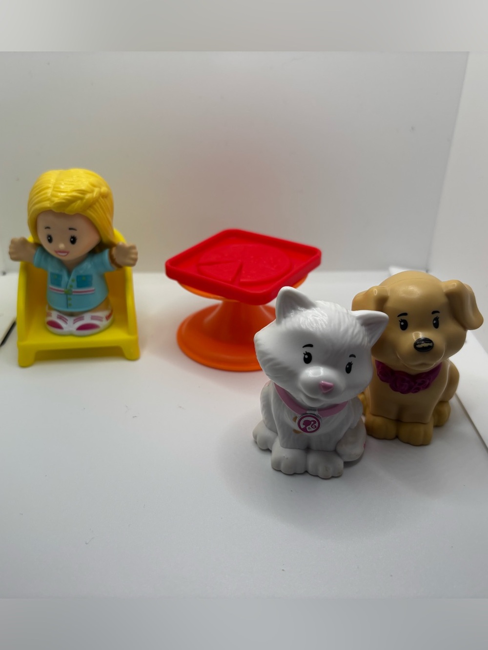 Fisher Price Little People Barbie Figure, White Cat, Golden Dog + 3 Accessories